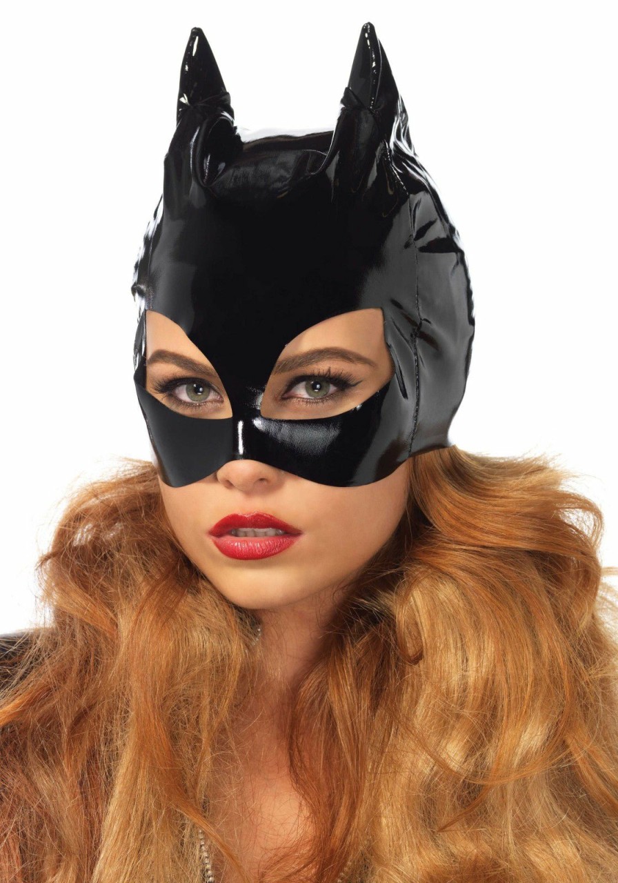 New Wet Look Vinyl Catwoman Kostum Maske Schwarz