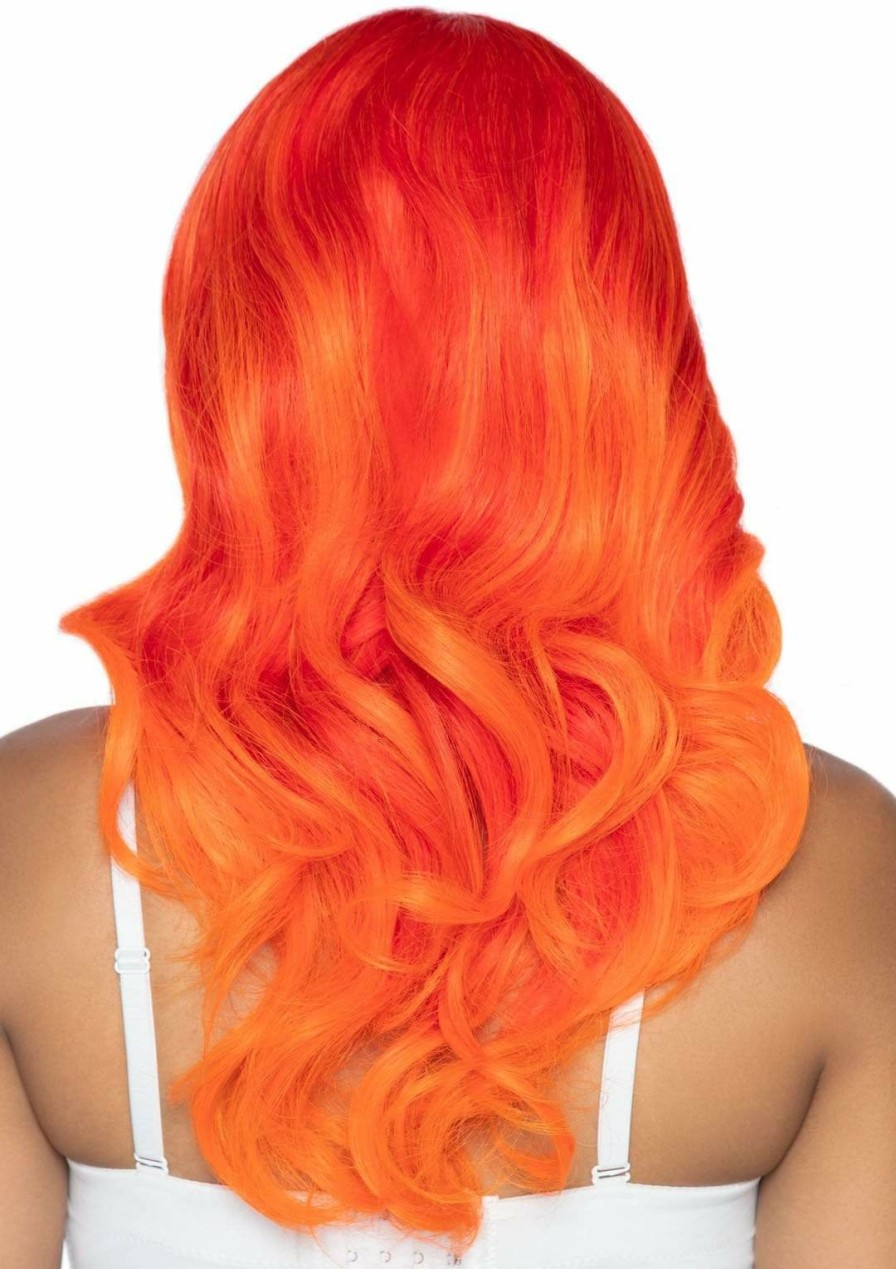 Best Lange Gewellte Ombre Perucke Orange