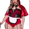 New Freches Fraulein Rot Kostum Plus Size Rot/Schwarz