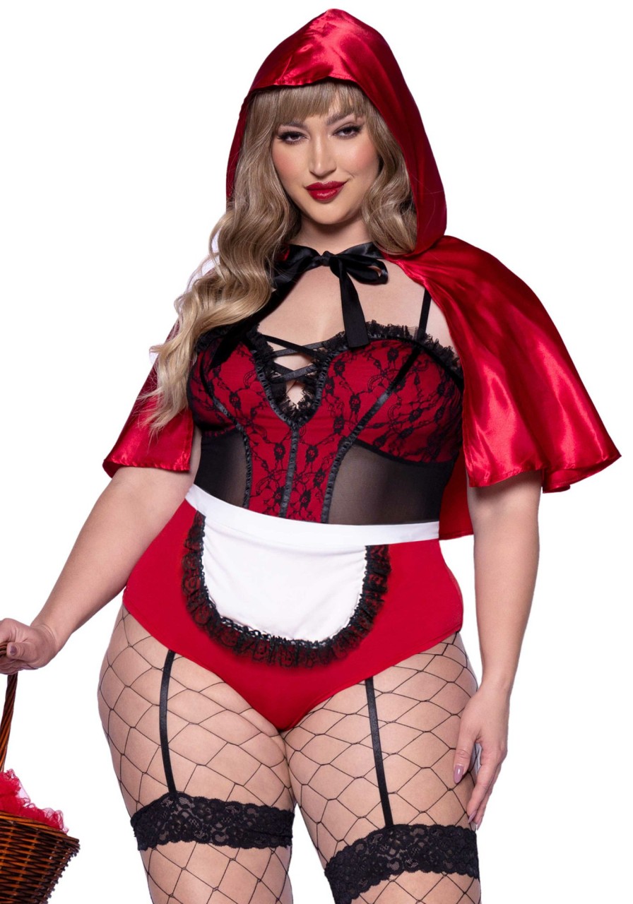 New Freches Fraulein Rot Kostum Plus Size Rot/Schwarz