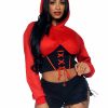 Clearance Teufel Cropped Kapuzenpullover Rot/Schwarz