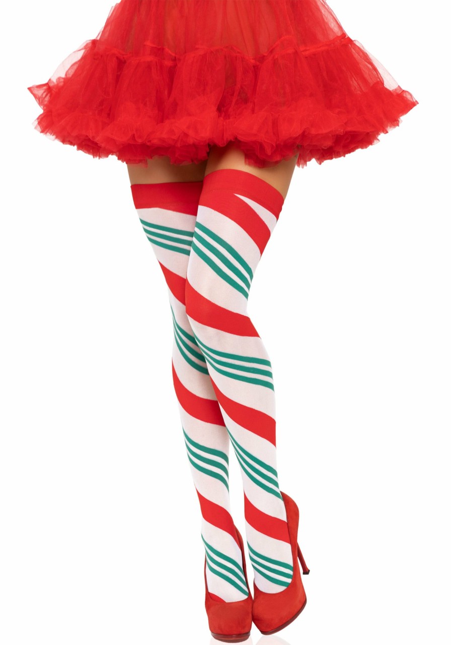 Clearance Jolly Holiday Striped Thigh Highs