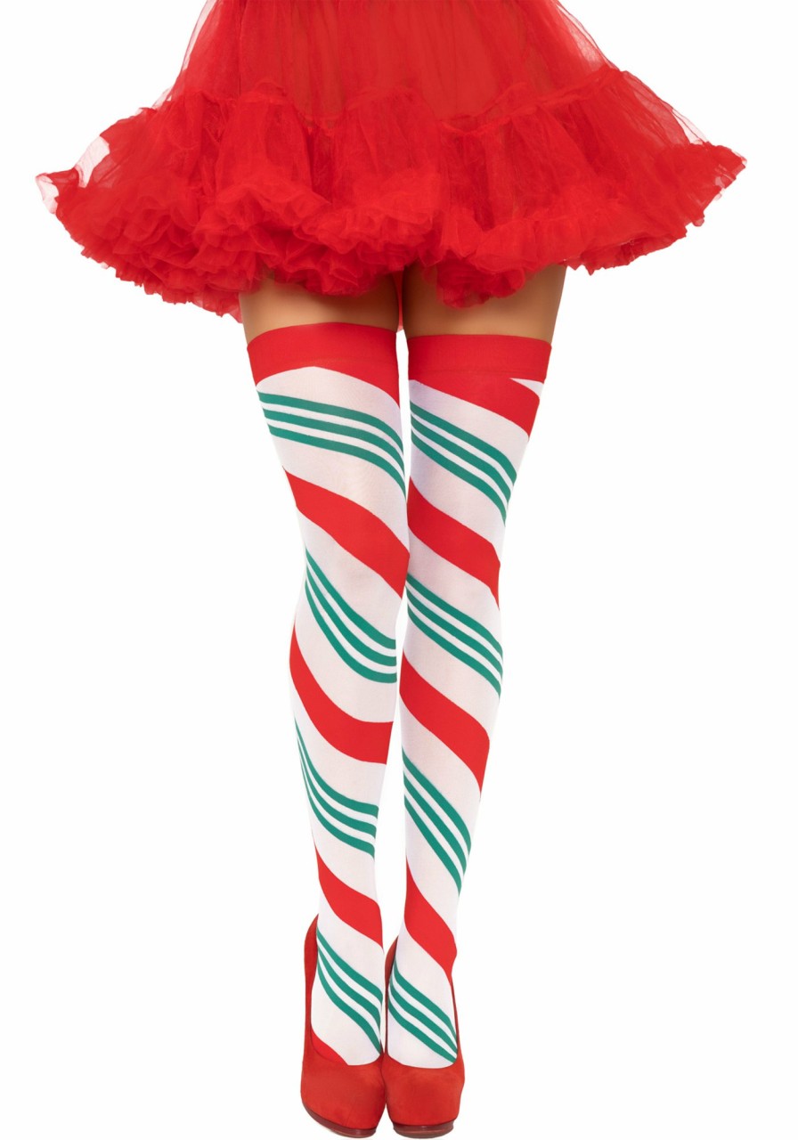 Clearance Jolly Holiday Striped Thigh Highs