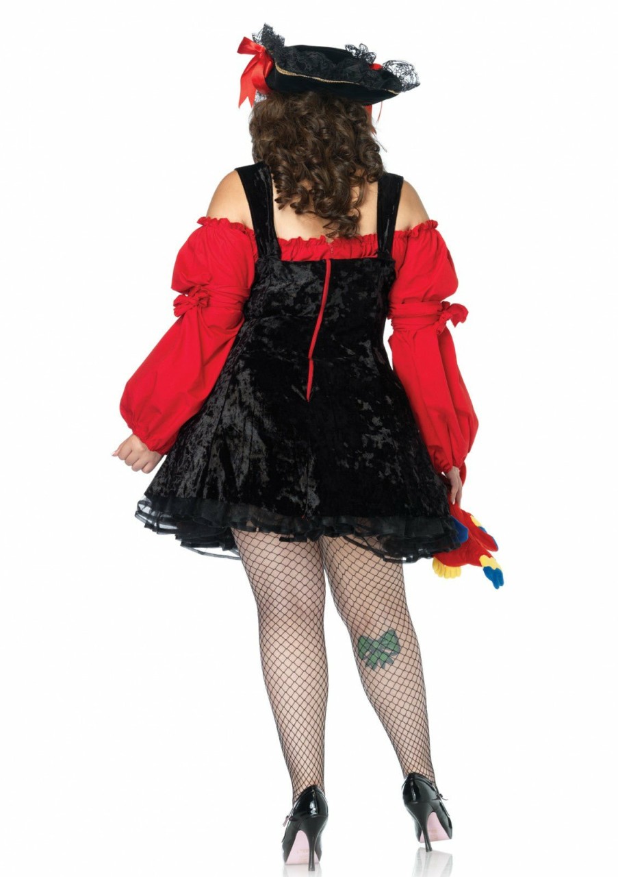 Clearance Plus Vixen Piraten Wench Kostum Rot Schwarz