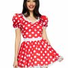 Wholesale Polka Dot Kleid Mit Stirnband Kostum Rot