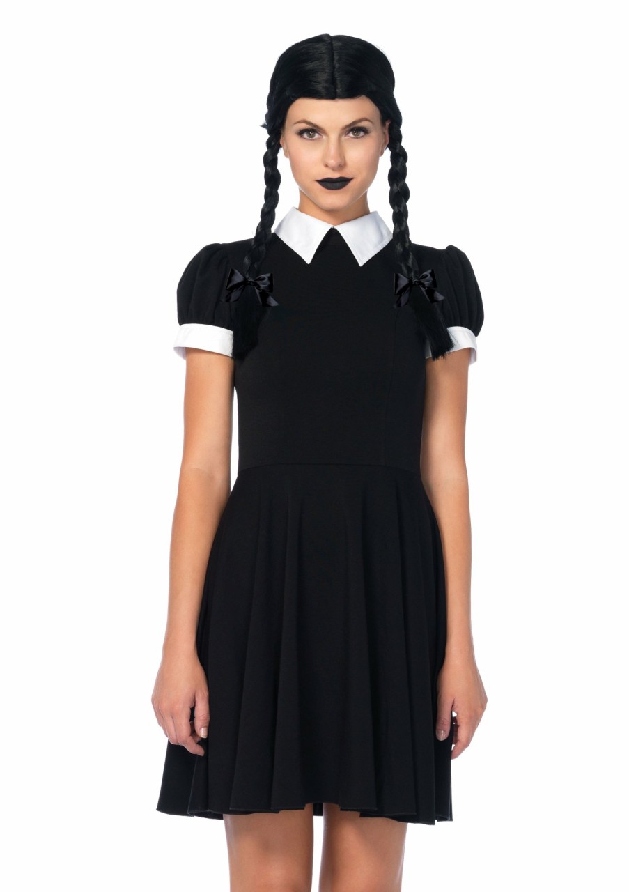 Online Gothic Darling Kostum Schwarz-Weiss