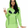 Clearance Alien Hoodie Fleece Kleid Grun