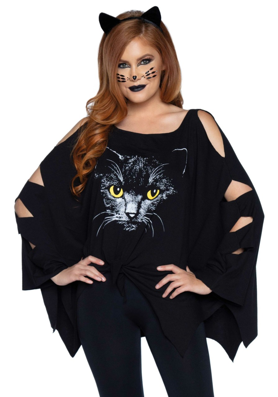 Best Katzenkostum Poncho Set Schwarz