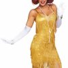 Wholesale Schillerndes Ganseblumchen Flapper Kostum Gold