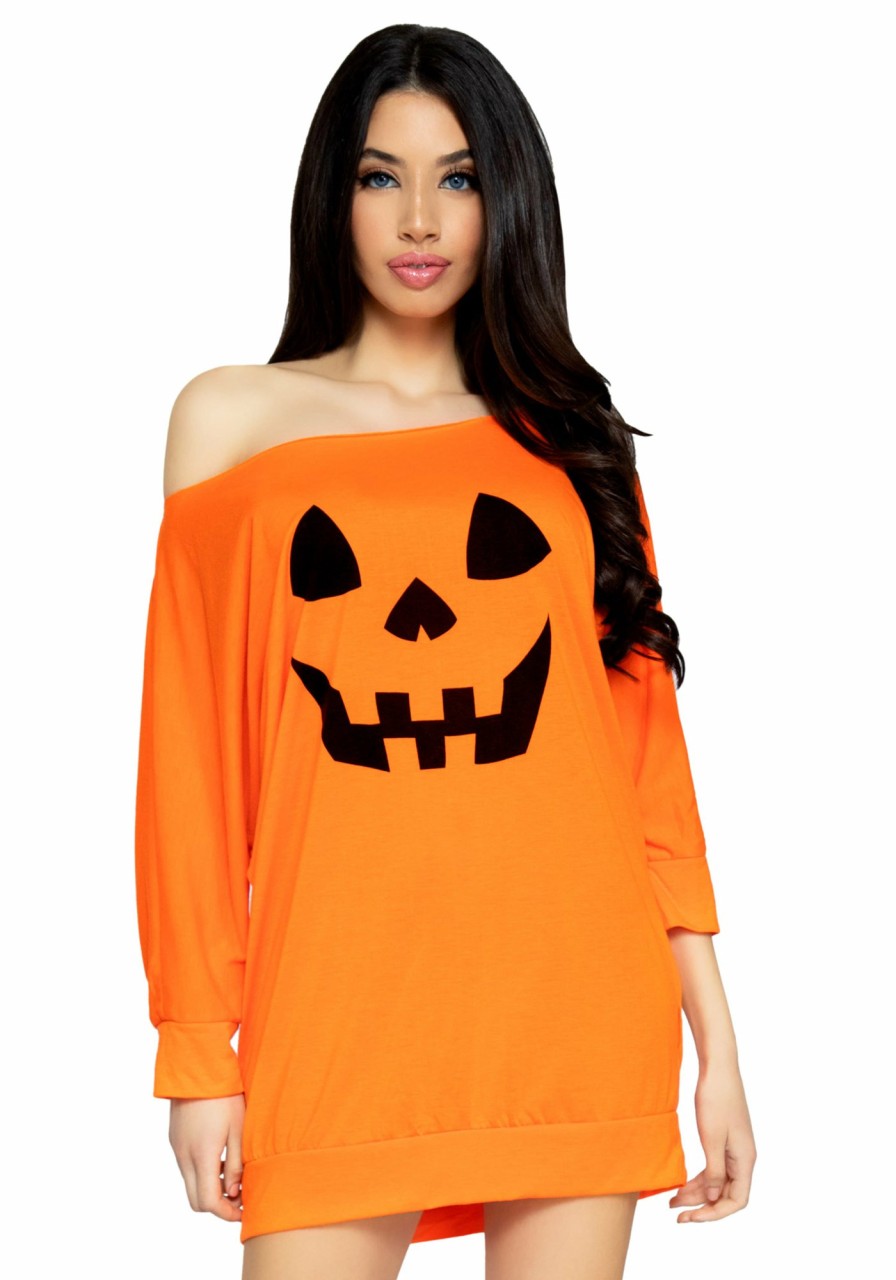 Clearance Jersey Halloween Kurbis Kleid Orange