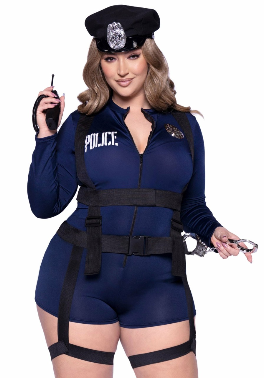 Hot Flirty Cop Plus Size Blau/Silber