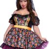 Clearance Ringelblume Catrina Kostum Plus Size Mehrfarbig