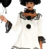 Clearance Pierrot Clown Kostum Weis Schwarz