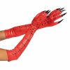 New Strass Teufel Klaue Handschuhe Rot