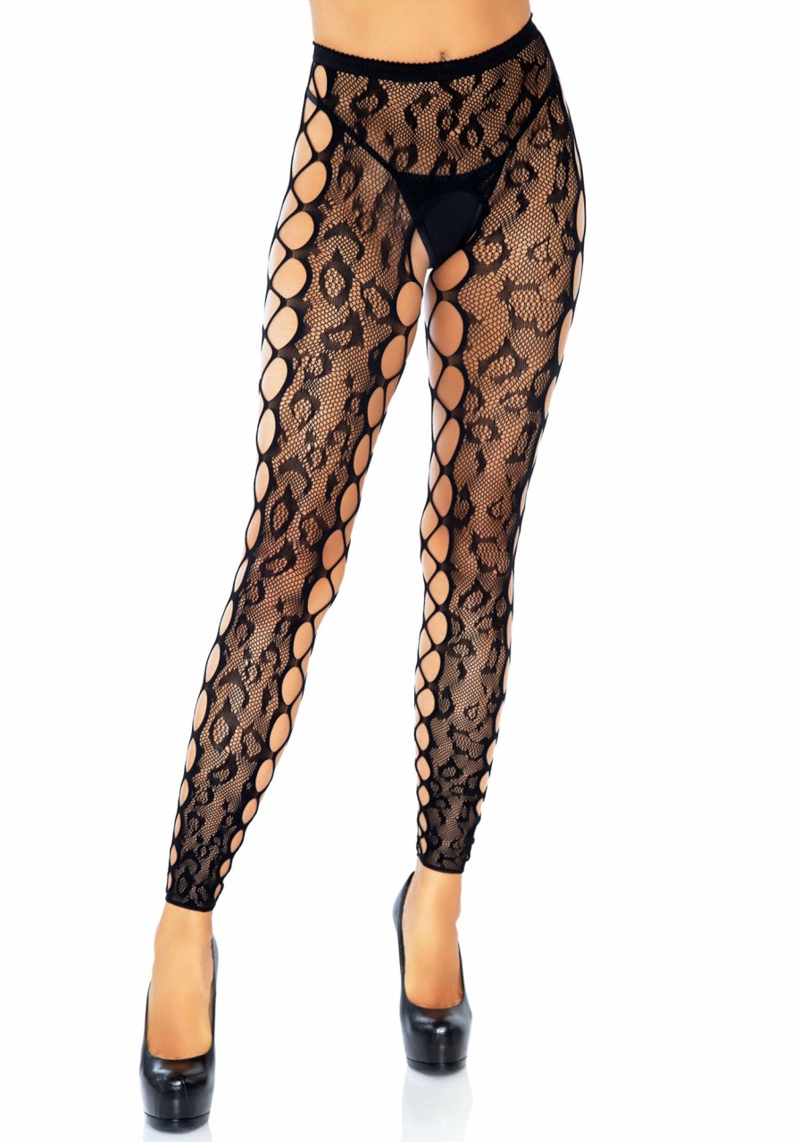 New Lexi Leopard Fuslose Strumpfhose Schwarz