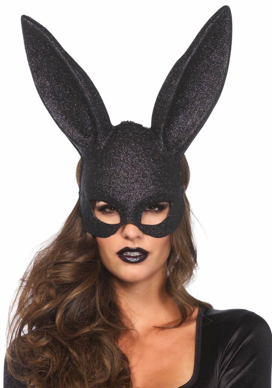 New Glitter Masquerade Hase Maske Schwarz