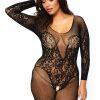 New Plus Secret Desire Lace Bodystocking Schwarz