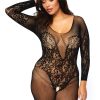 Clearance Plus Secret Desire Lace Bodystocking Schwarz