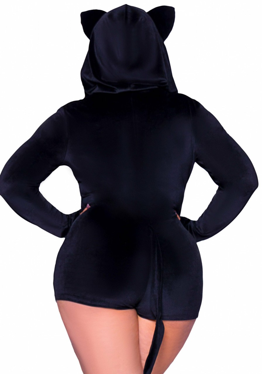 Wholesale Black Velvet Kitty Cat Plus Size Schwarz