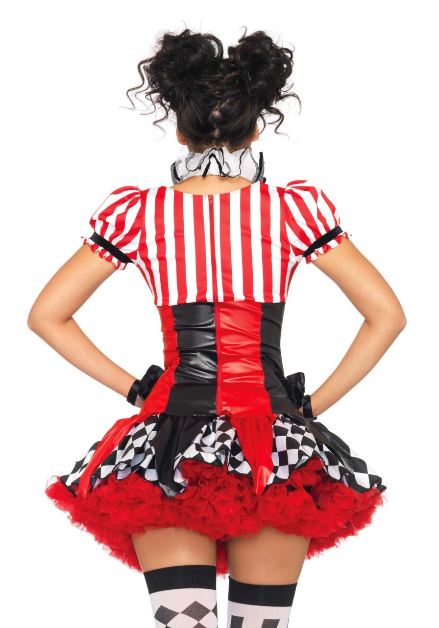 Hot Harlekin Clown Kostum Schwarz Rot