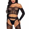 Clearance In Dich Spitze Crop Top Set Schwarz