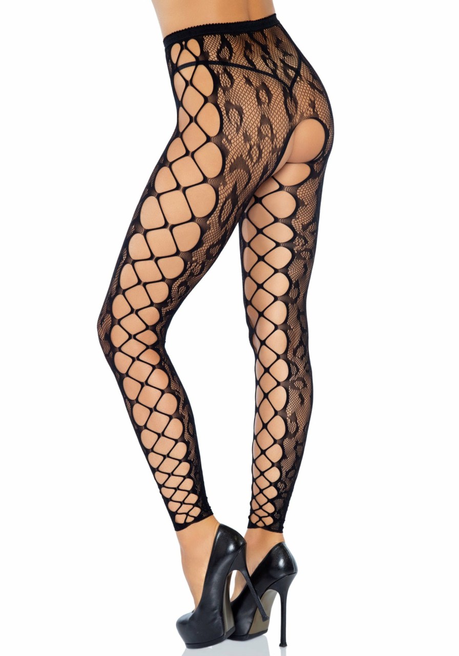 Best Lexi Leopard Fuslose Strumpfhose Schwarz