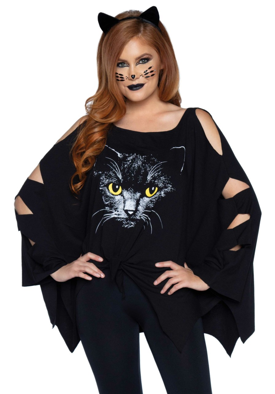 Clearance Katzenkostum Poncho Set Schwarz