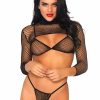 Wholesale Tief Geschnittenes Netz-Bikini-Set Schwarz