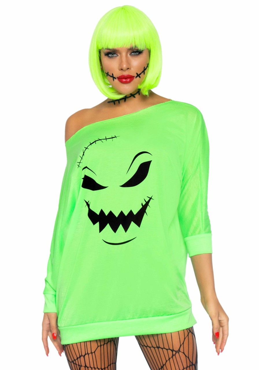 Hot Gruseliges Halloween-Jersey-Kleid Grun