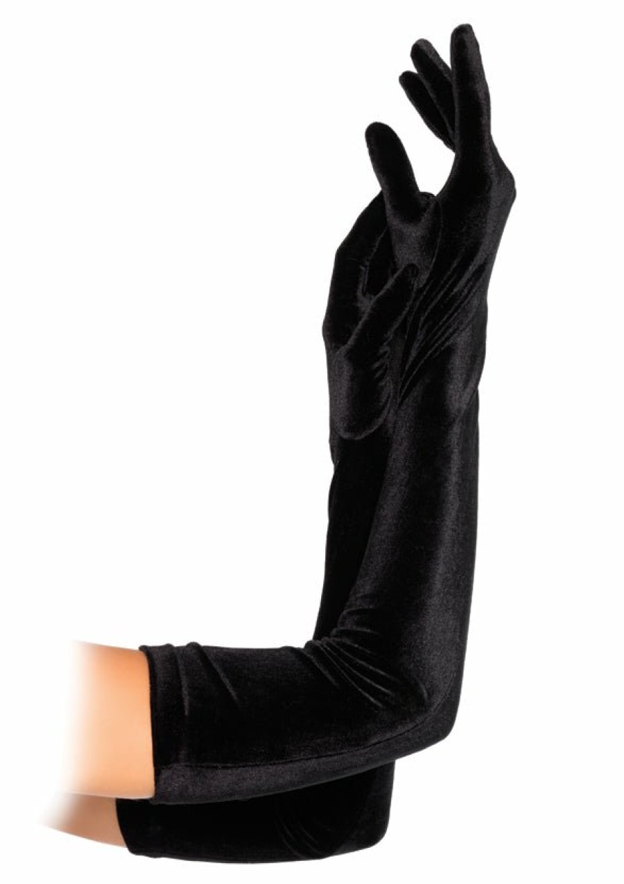 Best E Handschuhe Aus Stretch-Samt In Opernlange Schwarz